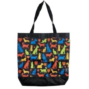 Tote Bag Cat and Dog Colorful Water Resistant Cats Dogs Hearts 16 x 16 inches